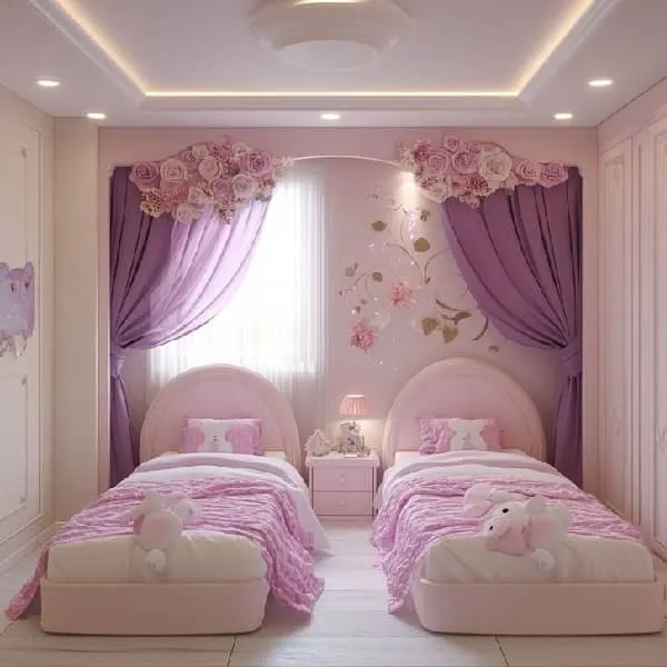 دیزاین اتاق خواب دخترانه دو نفره
