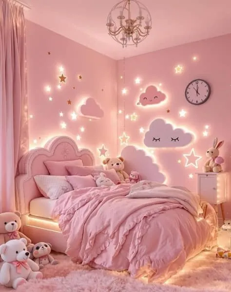 دکوراسیون اتاق خواب دخترانه صورتی