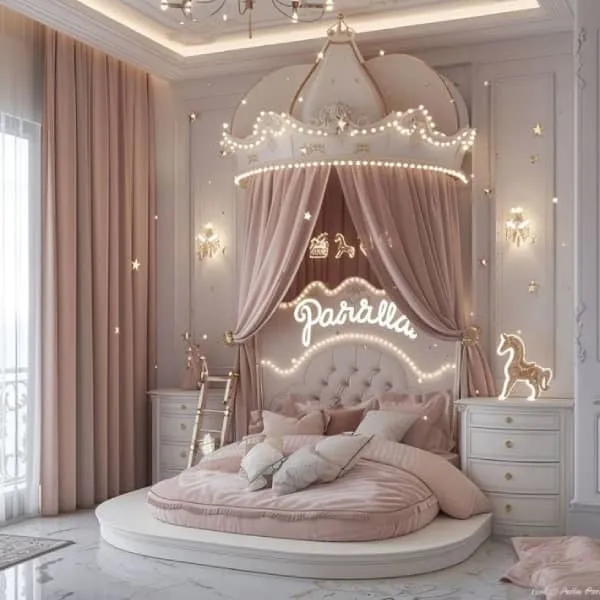 دیزاین اتاق خواب دخترانه لاکچری