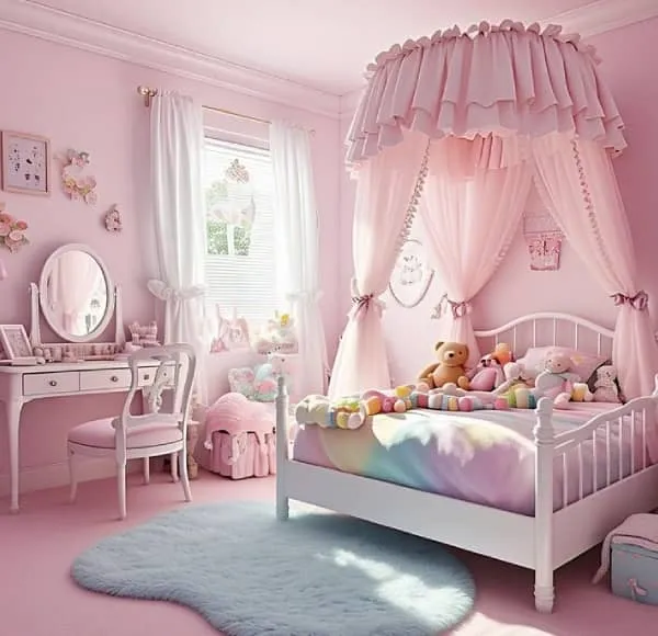دیزاین اتاق خواب دخترانه صورتی